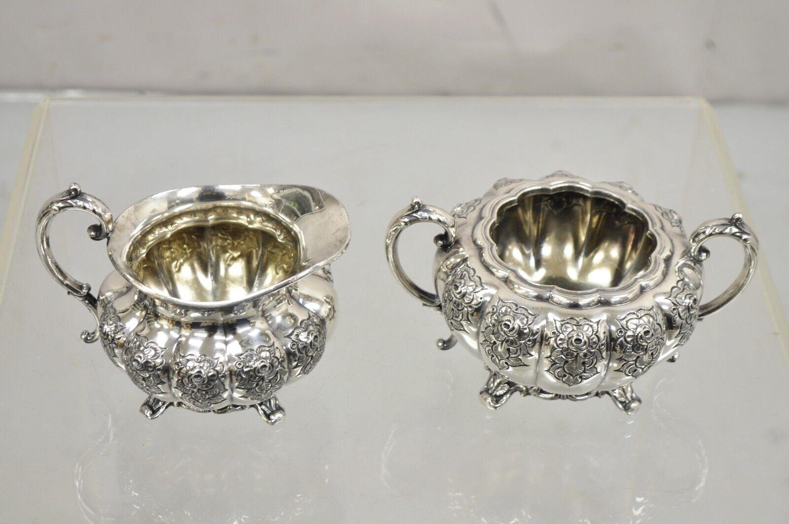 Vintage Victorian 1881 Rogers Canada Silver Plated Sugar Bowl and Creamer Set For Sale 7