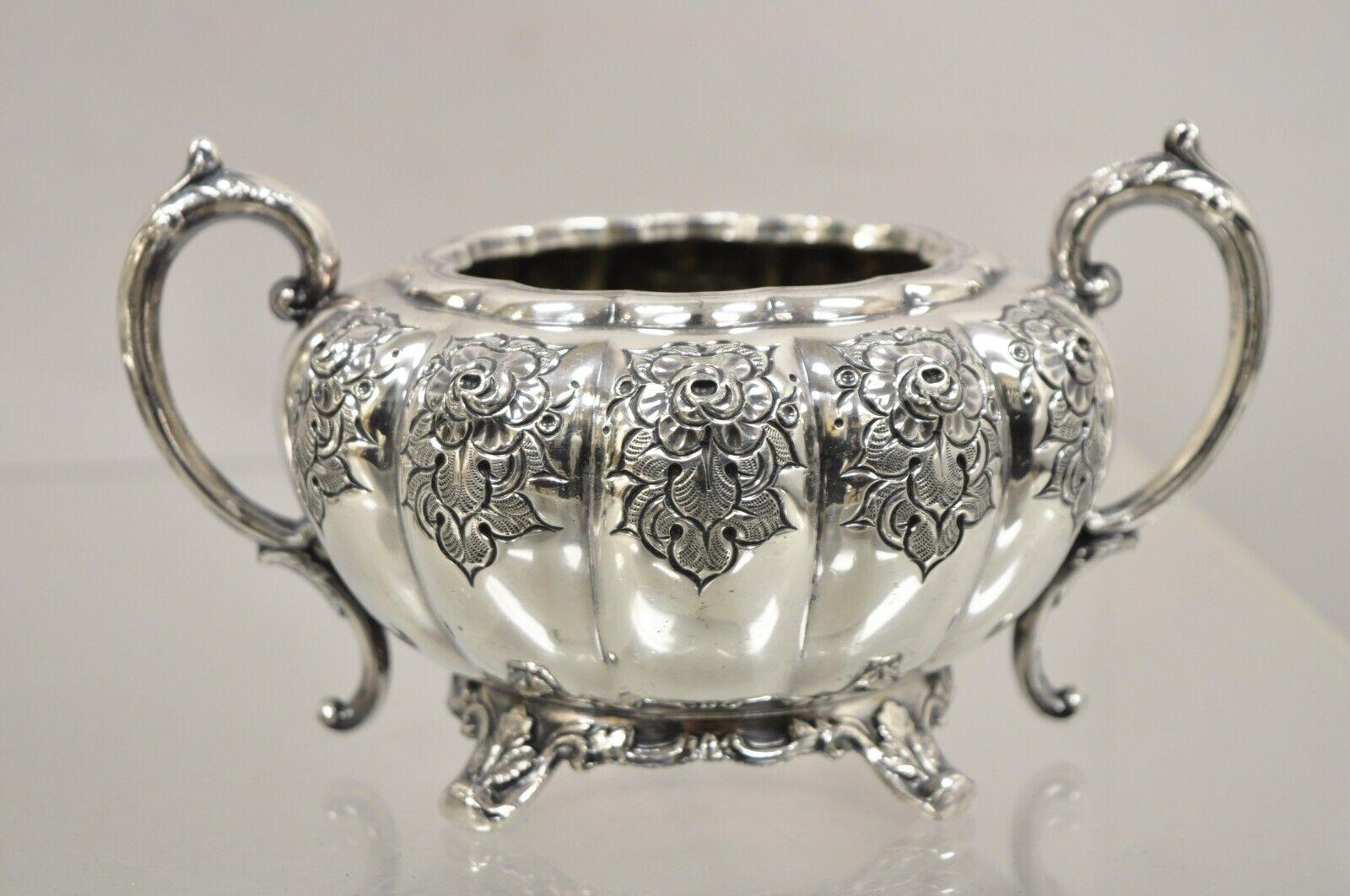 Vintage Victorian 1881 Rogers Canada Silver Plated Sugar Bowl and Creamer Set For Sale 1