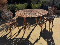 Vintage Victorian 3-Piece Cast Iron Patio/Garden Table Set