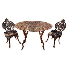 Vintage Victorian 3-Piece Cast Iron Patio/Garden Table Set