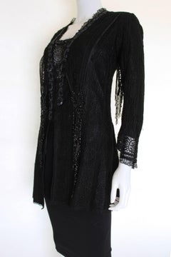 Vintage Victorian Black Lace Jacket with Jet Beading