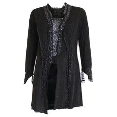 Vintage Victorian Black Lace Jacket with Jet Beading