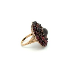 Vintage Victorian Bohemian Garnet Gold Cluster Ring Estate Fine Jewelry