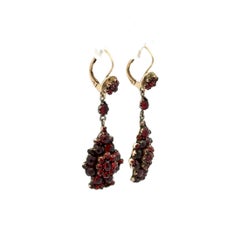 Vintage Victorian Bohemian Garnet Gold Drop Earrings