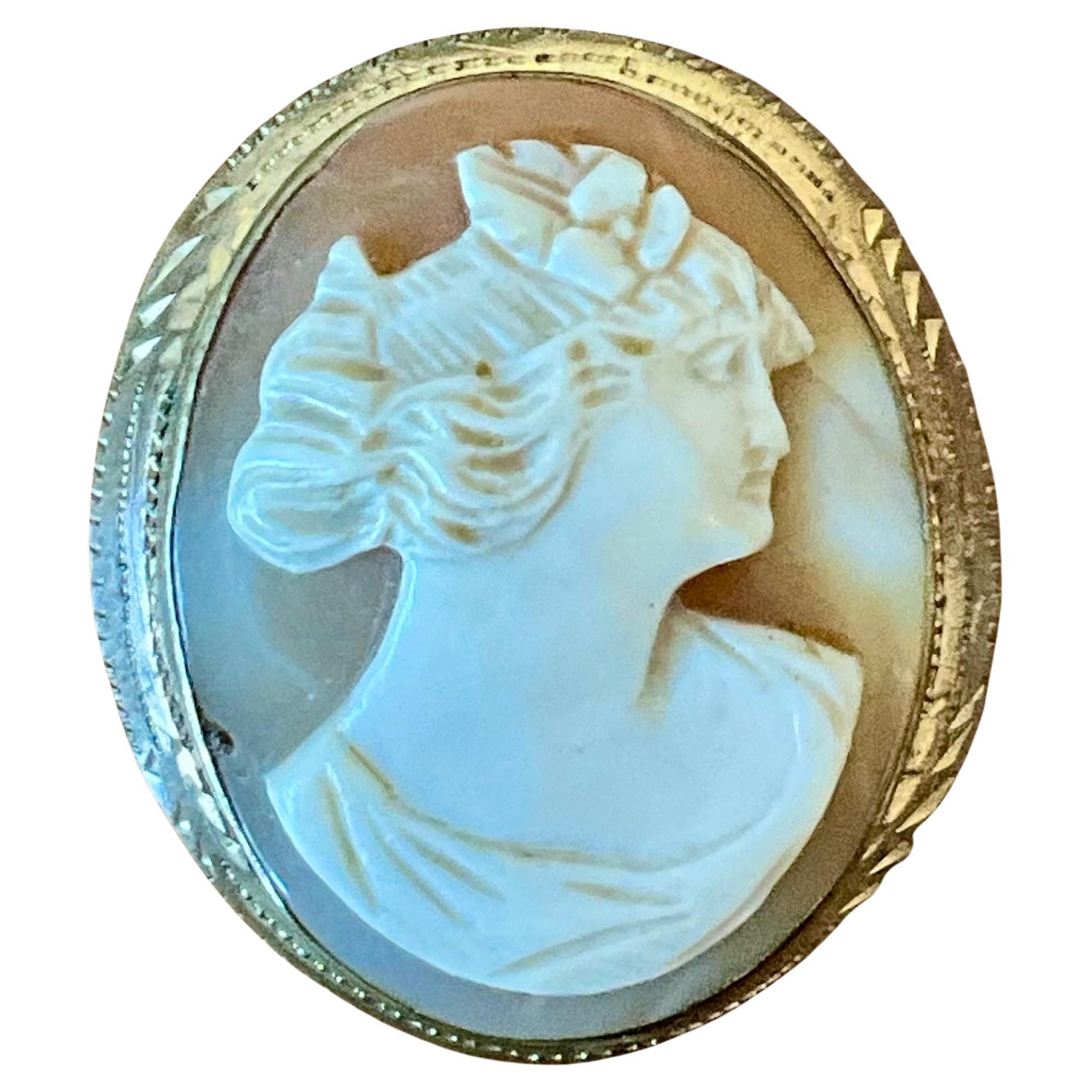 Vintage Victorian geschnitzt Shell Cameo Brosche