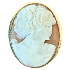 Vintage Victorian Carved Shell Cameo Pendant Brooch