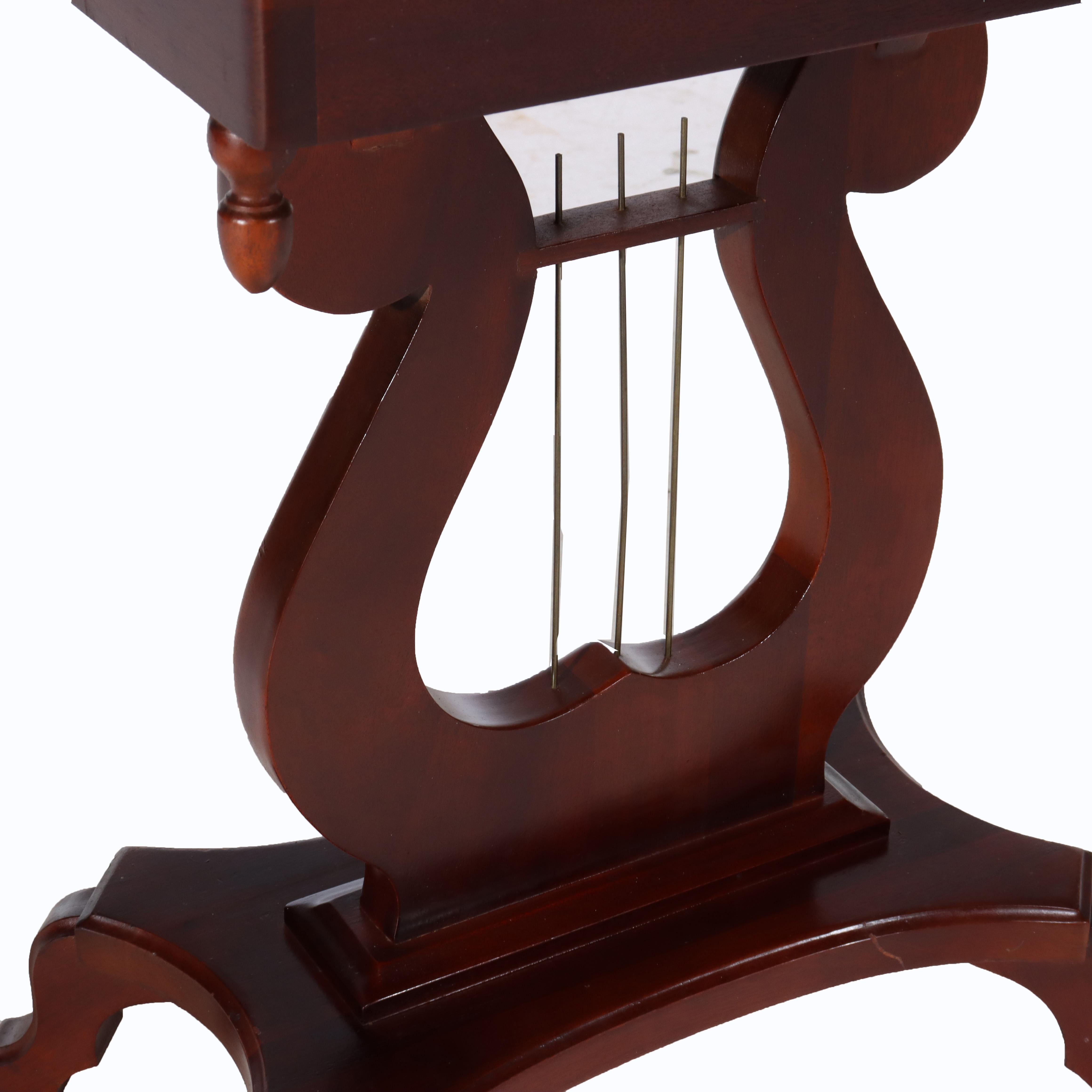 Vintage Victorian Carved Walnut Lyre Shaped Marble Top Table c1930 For Sale 2
