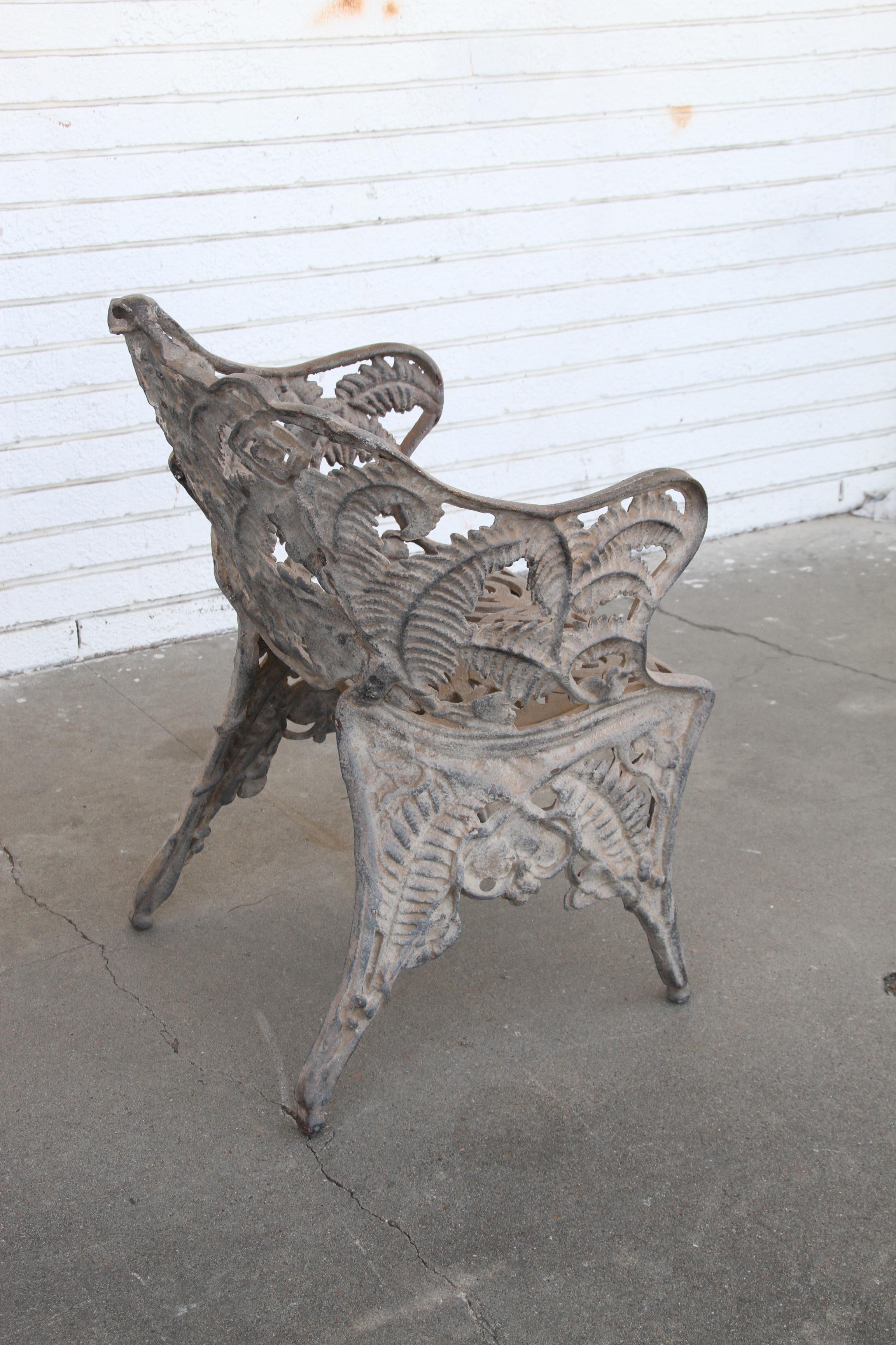 North American Vintage Victorian Cast Iron Garden Chair For Sale