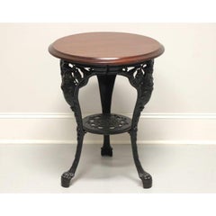 Vintage Victorian Cast Iron Pub Table with Round Mahogany Top