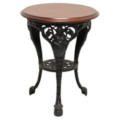 Antique Victorian Cast Iron Pub Table with Round Mahogany Top