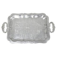 Vintage Victorian Continental Silver Co "Wild Rose" 1055 Hammered Aluminum Tray