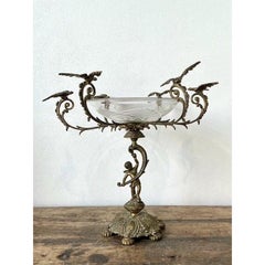 Vintage Victorian Cut Glass and Brass Epergne