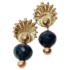 Antique Victorian Drop Onyx Earrings