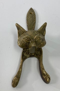 Vintage Victorian English Cast Brass Fox Door Knocker
