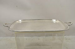 Vintage Victorian EPC Silver Plated Etched Twin Handle Serving Platter Tray