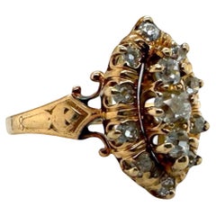 Vintage Victorian Era Diamond Cluster Ring 14K Yellow Gold