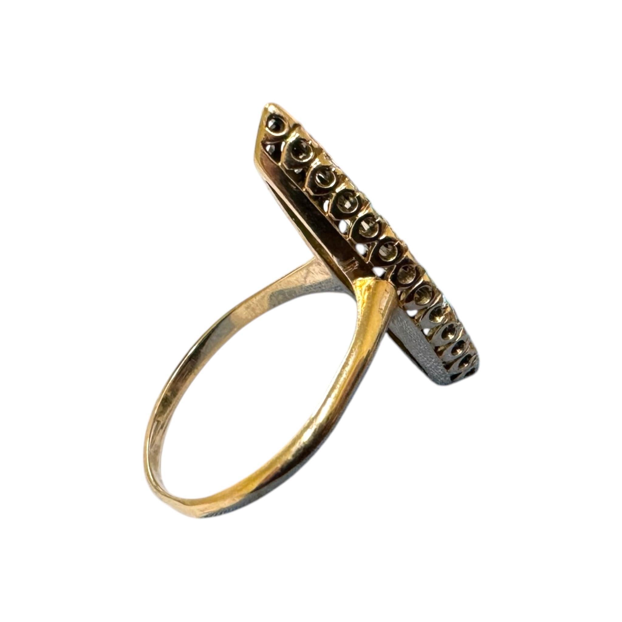 Vintage Victorian Era Navette Style Opal & Diamond Ring For Sale 3