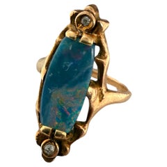 Vintage Victorian Era Opal 
Diamond Cocktail Ring
