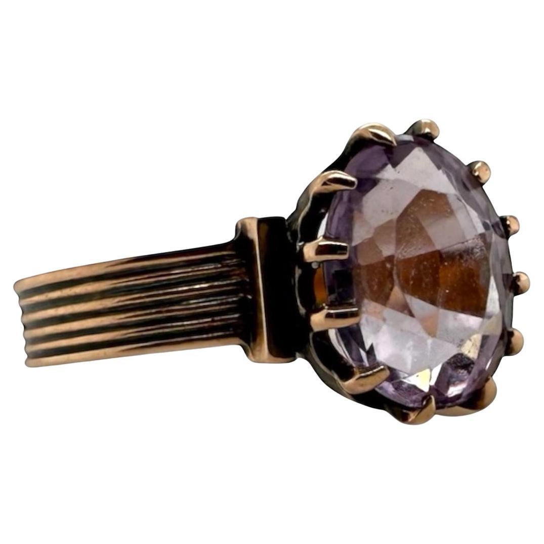 Anello d'epoca vittoriana in oro rosa con ametista in vendita