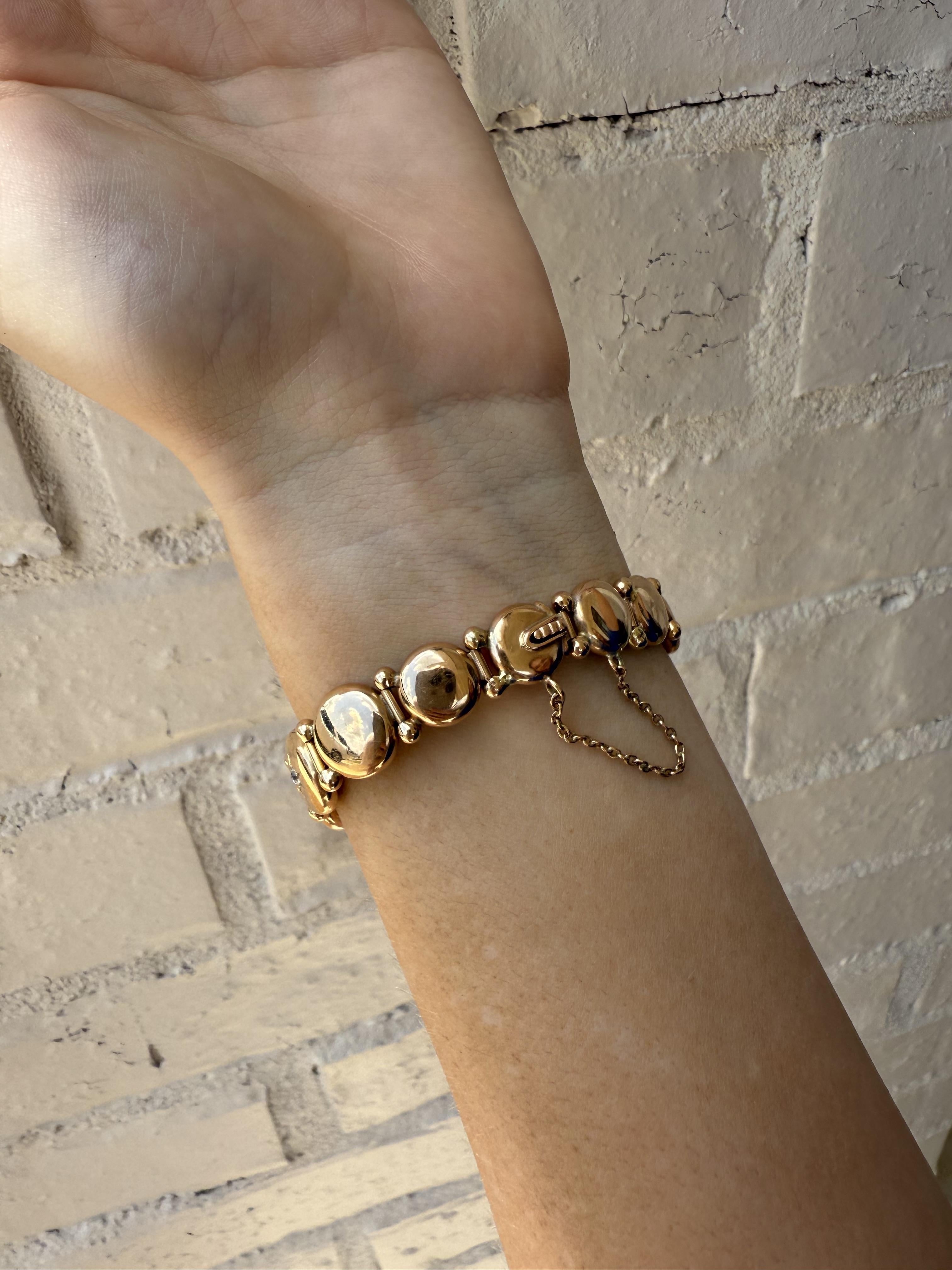 Vintage viktorianischen Ära Rose Gold Old Mine Cut Diamant-Armband (Viktorianisch)