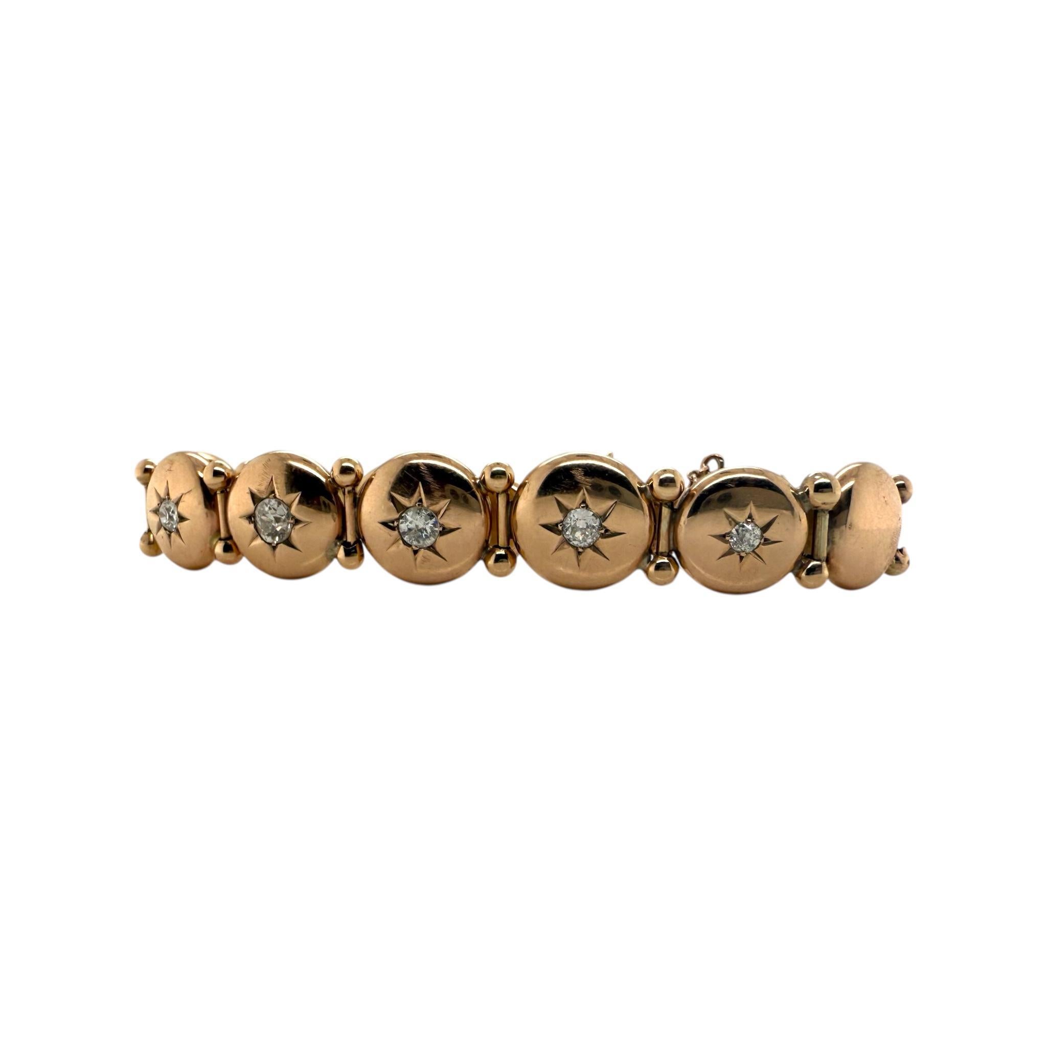 Vintage viktorianischen Ära Rose Gold Old Mine Cut Diamant-Armband im Zustand „Gut“ in Montgomery, AL
