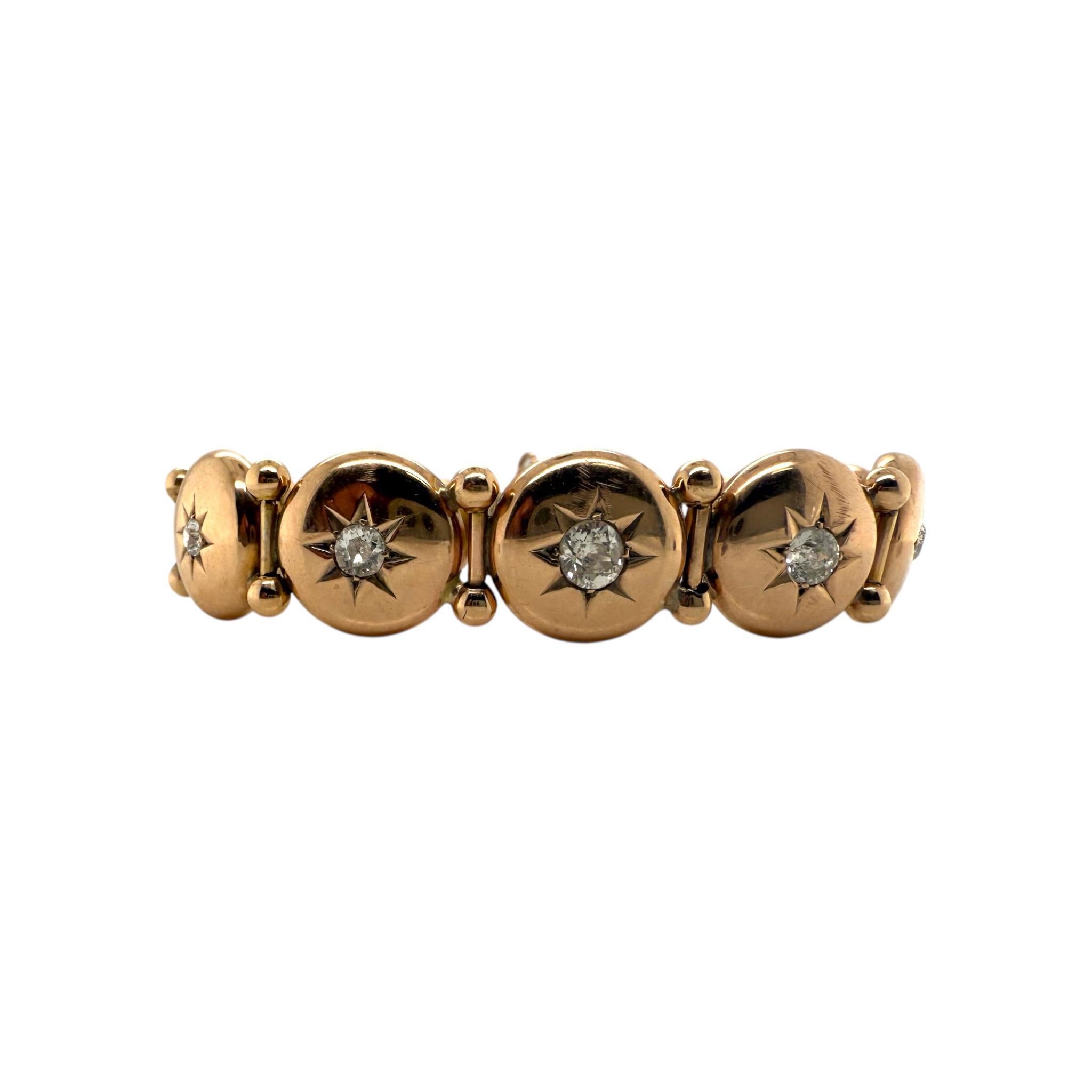 Vintage viktorianischen Ära Rose Gold Old Mine Cut Diamant-Armband Damen