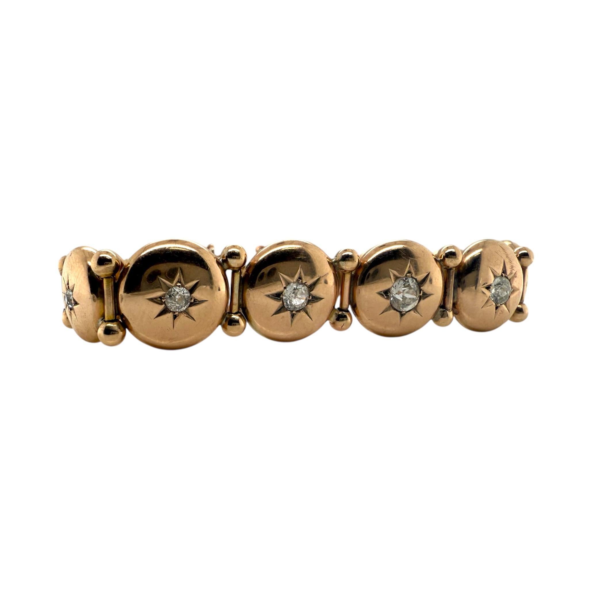 Vintage viktorianischen Ära Rose Gold Old Mine Cut Diamant-Armband 1