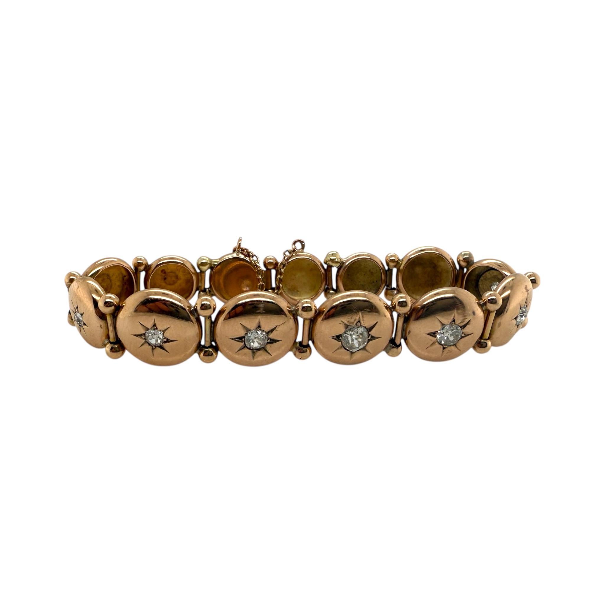 Vintage viktorianischen Ära Rose Gold Old Mine Cut Diamant-Armband 2