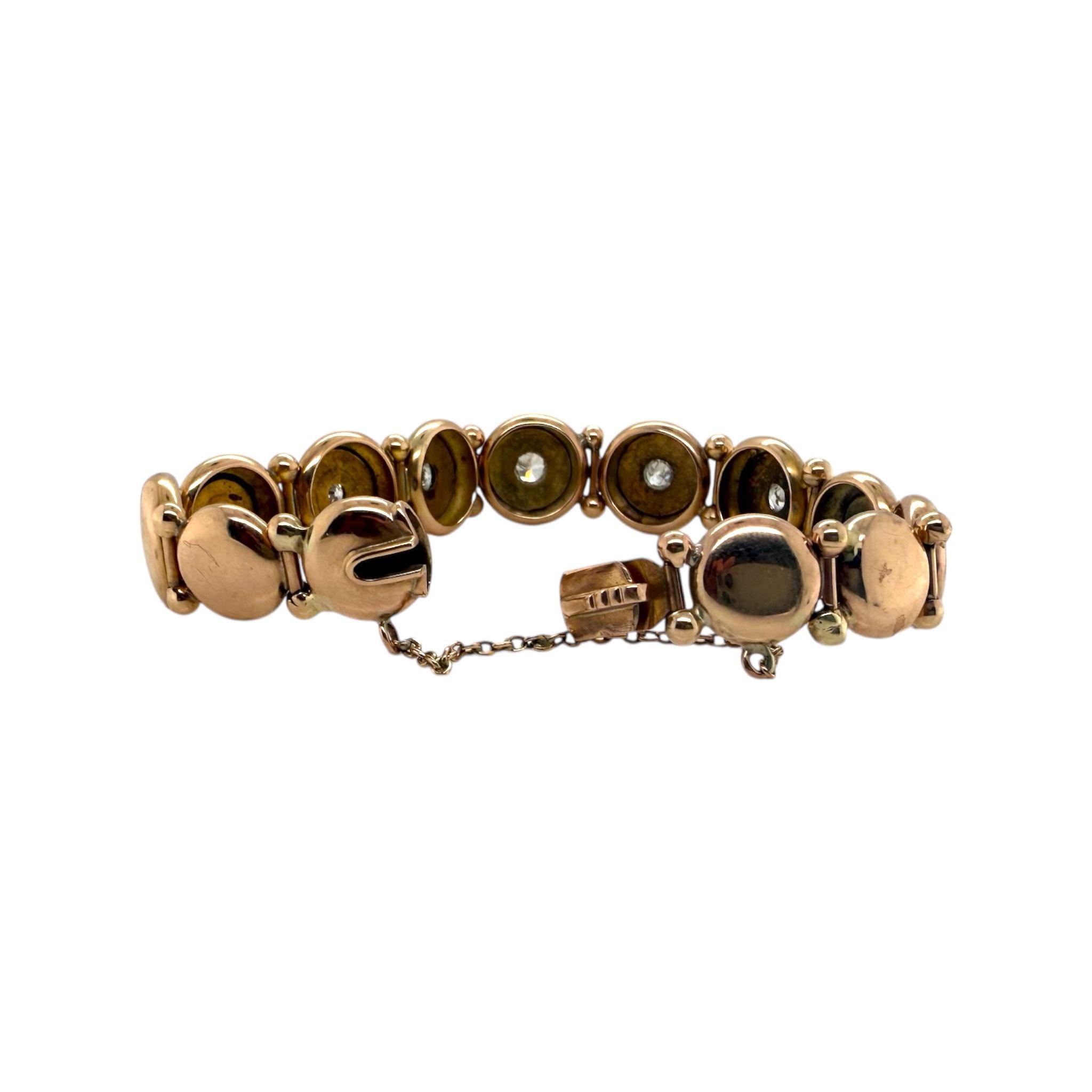 Vintage viktorianischen Ära Rose Gold Old Mine Cut Diamant-Armband 3