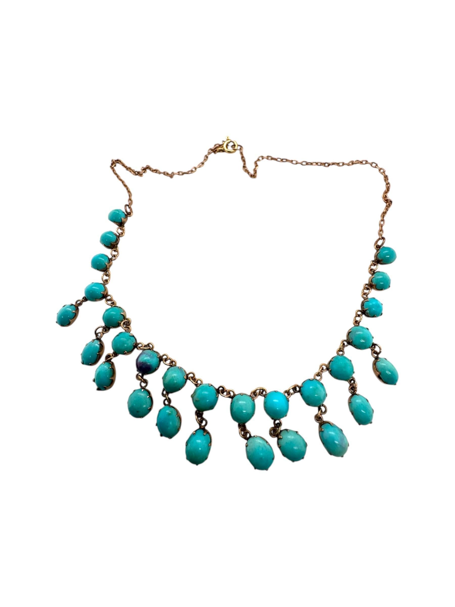 Vintage Victorian Era Rose Gold Turquoise  Necklace In Good Condition In Montgomery, AL