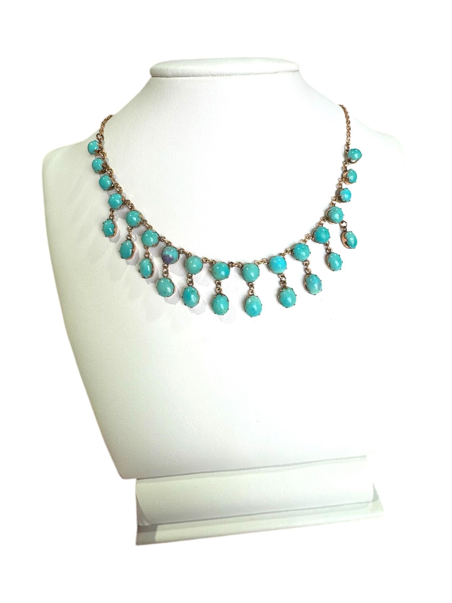 Women's Vintage Victorian Era Rose Gold Turquoise  Necklace