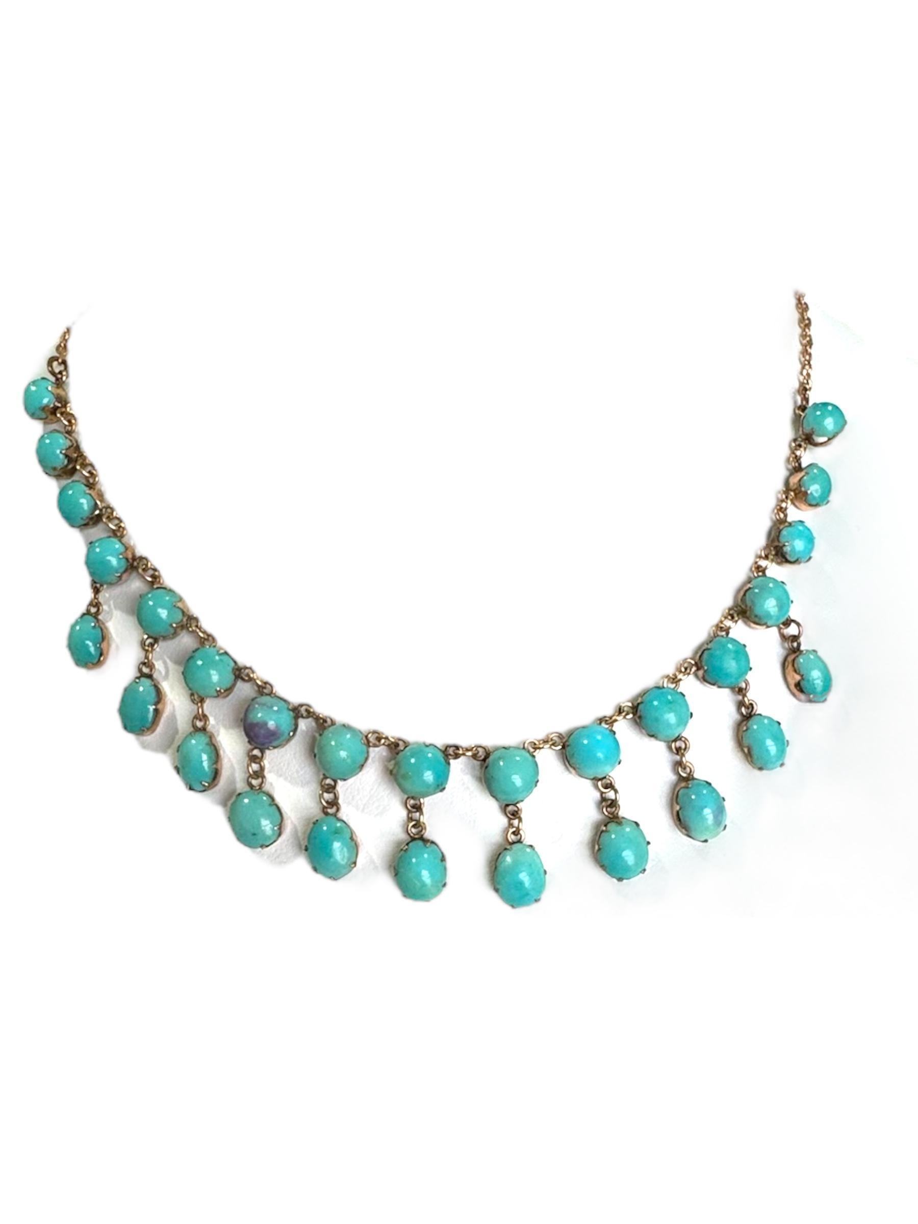 Vintage Victorian Era Rose Gold Turquoise  Necklace 1
