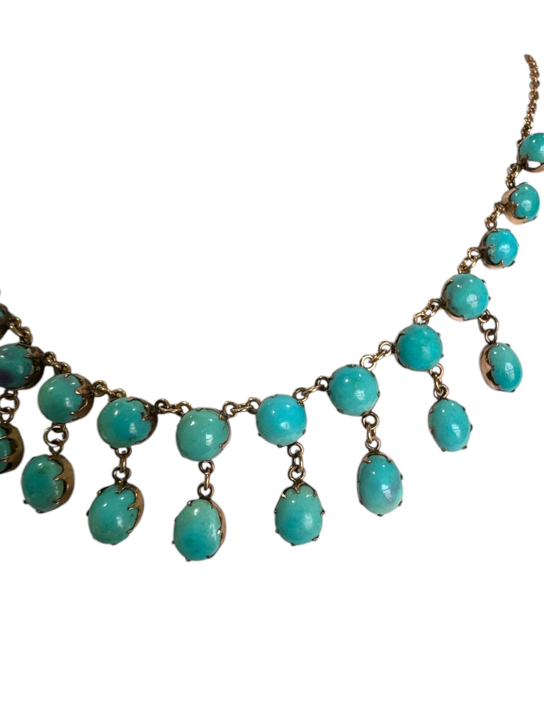 Vintage Victorian Era Rose Gold Turquoise  Necklace 2