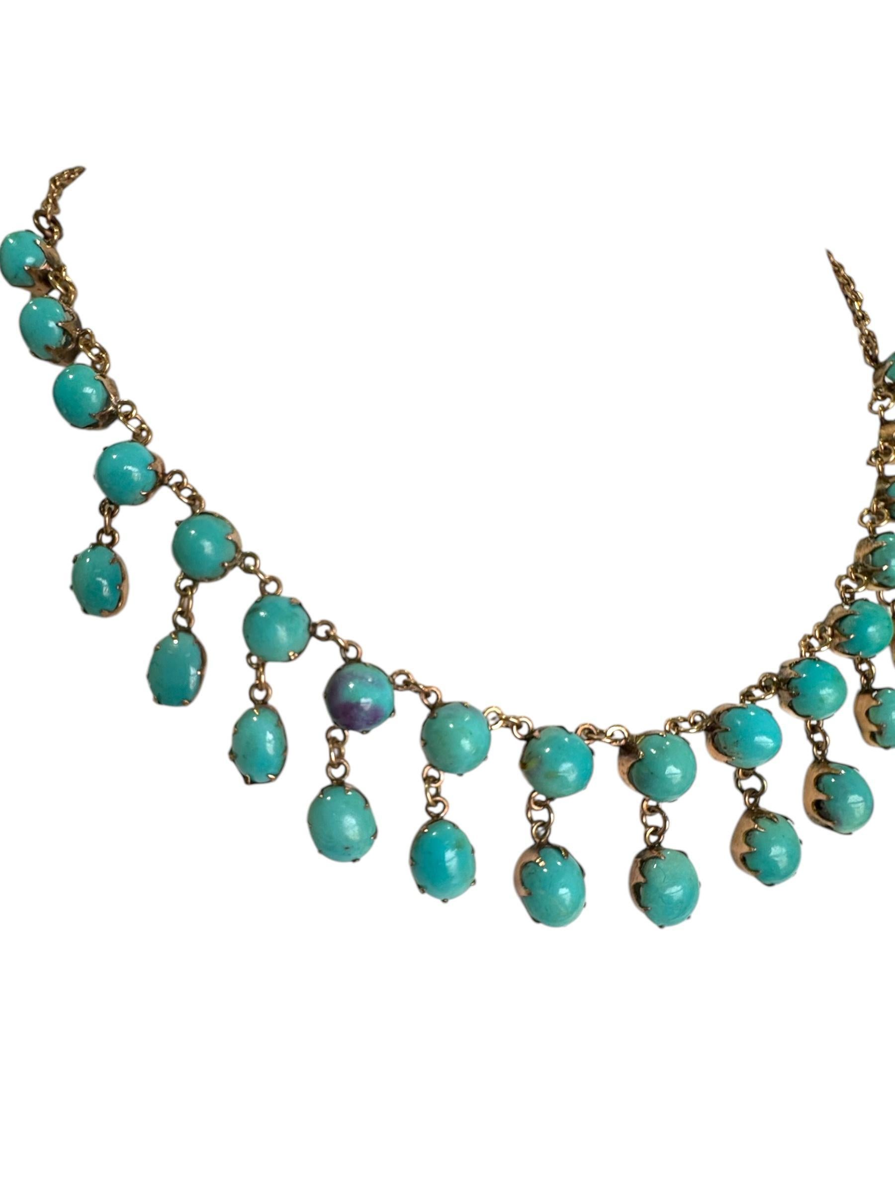Vintage Victorian Era Rose Gold Turquoise  Necklace 3