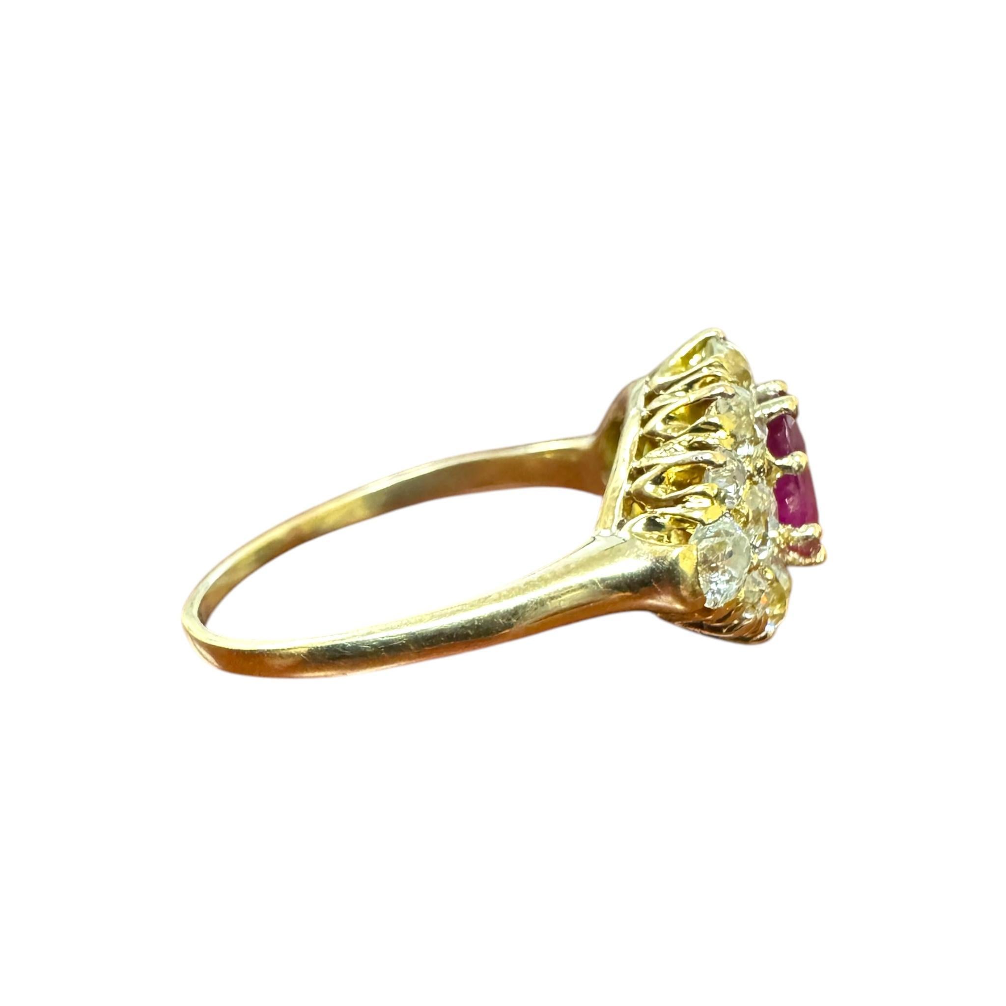 Weinlese-Rubin & Diamant-Cluster-Ring aus dem Viktorianischen Zeitalter im Angebot 5