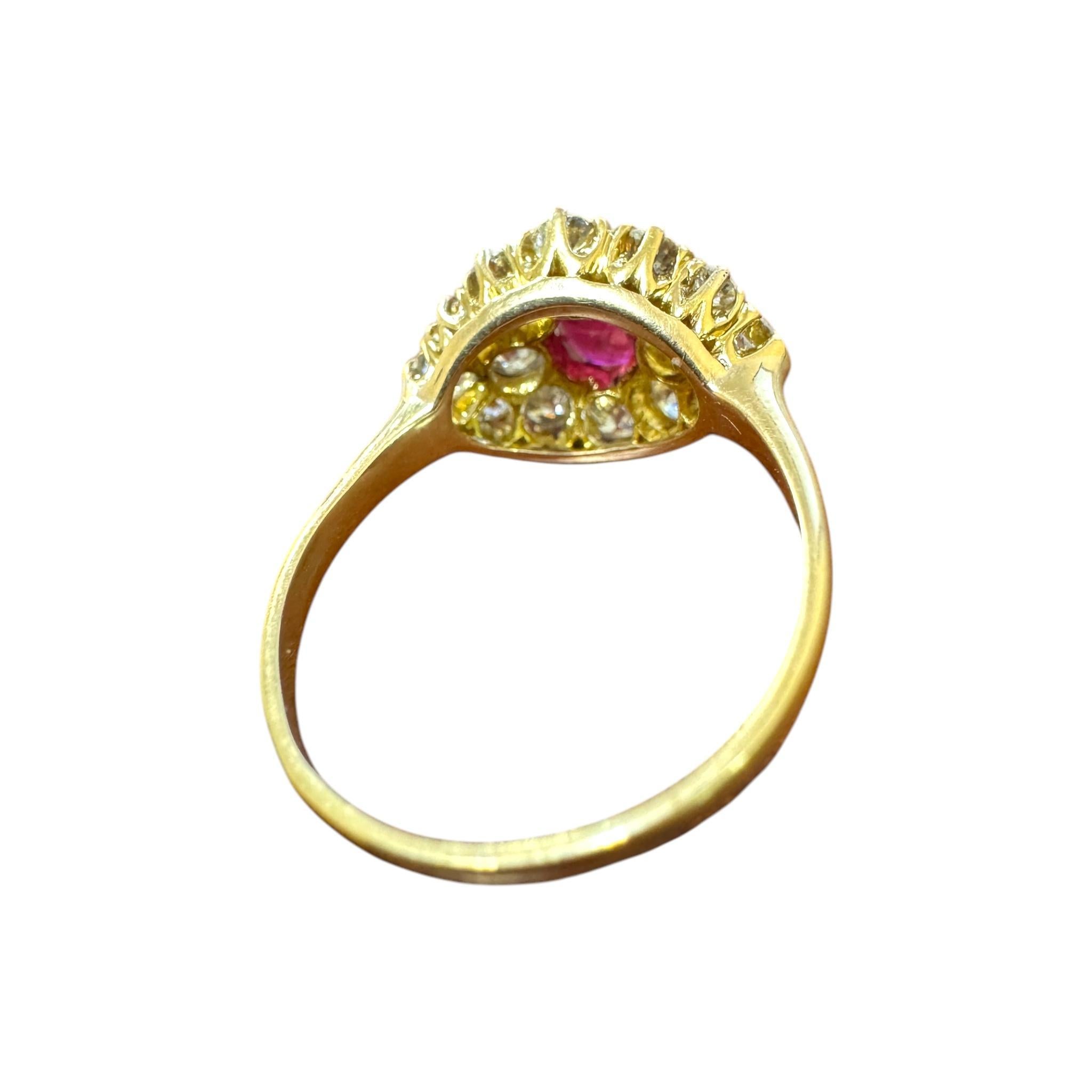 Weinlese-Rubin & Diamant-Cluster-Ring aus dem Viktorianischen Zeitalter im Angebot 6