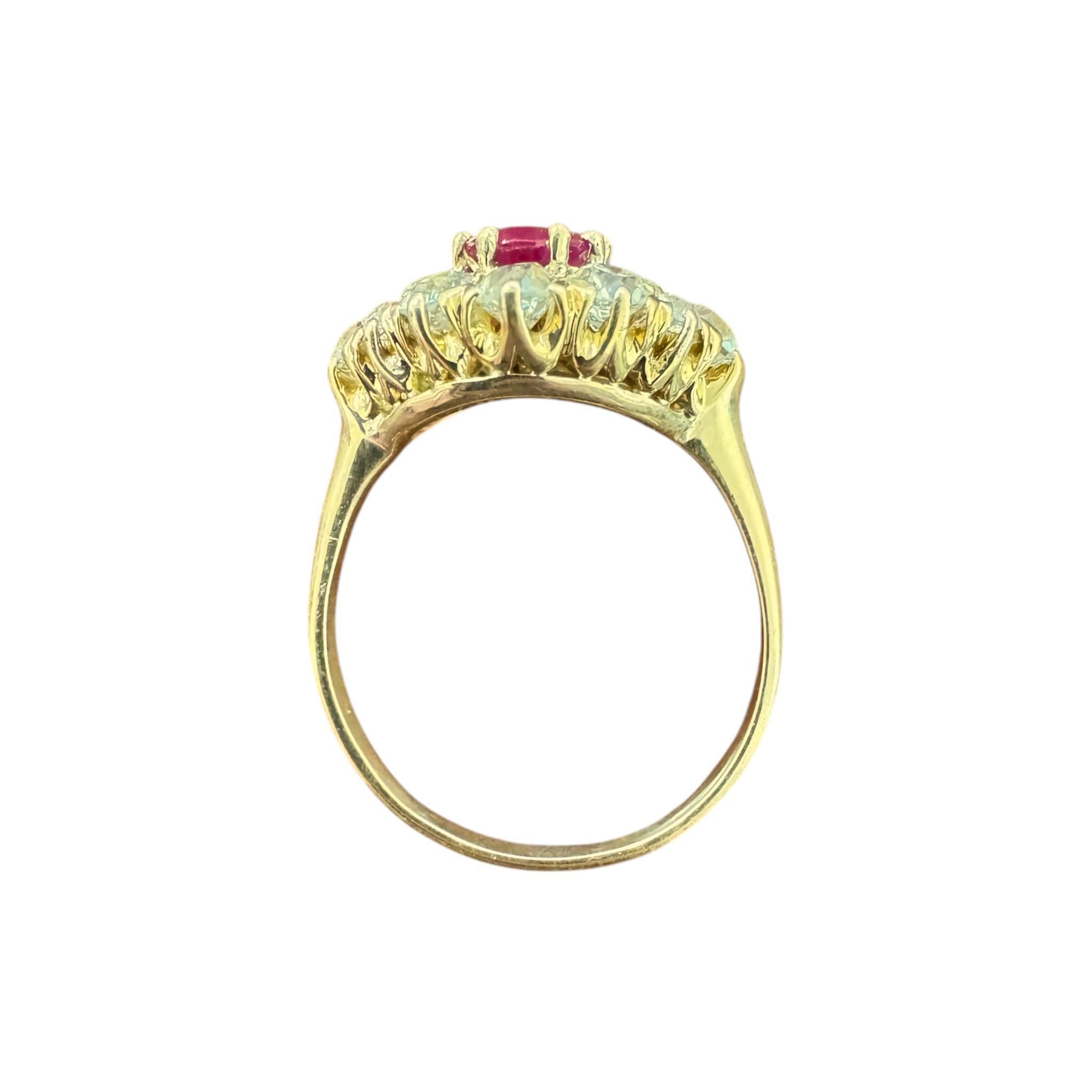 Weinlese-Rubin & Diamant-Cluster-Ring aus dem Viktorianischen Zeitalter im Angebot 7
