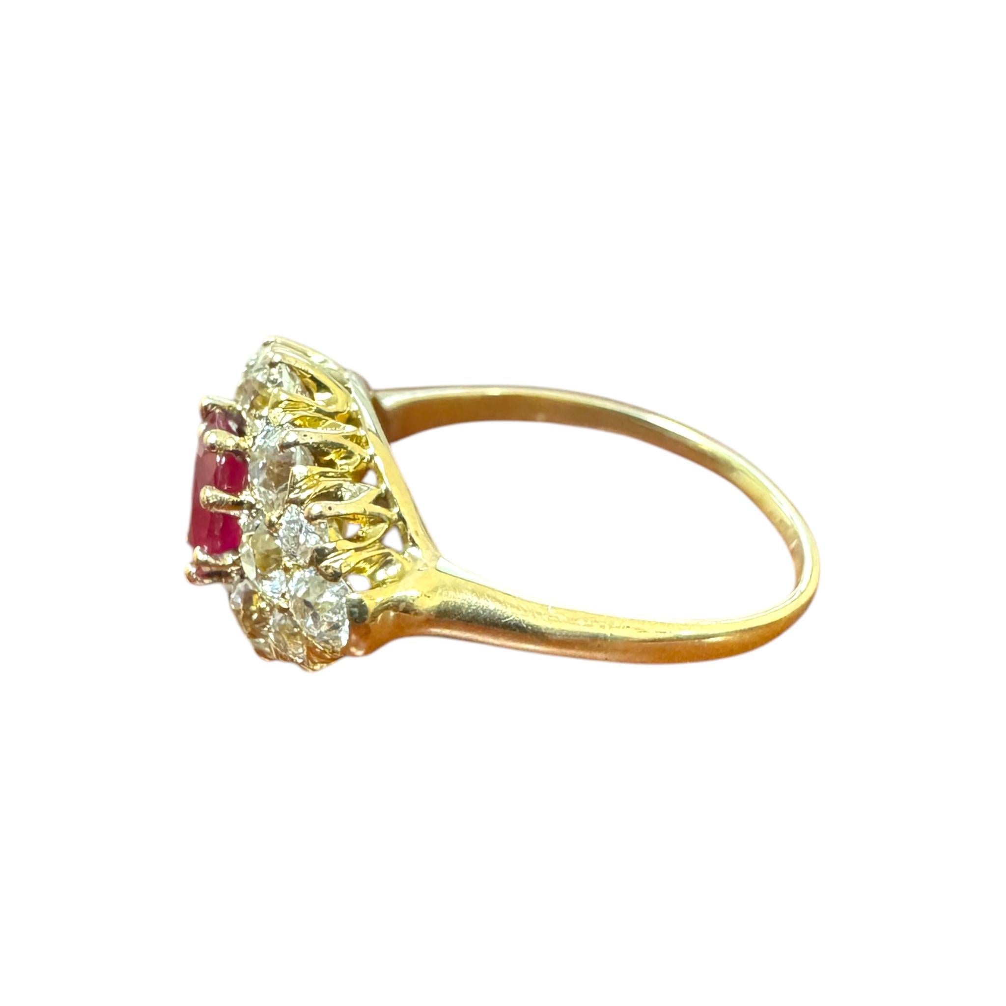 Weinlese-Rubin & Diamant-Cluster-Ring aus dem Viktorianischen Zeitalter im Angebot 4