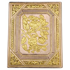 Antique Victorian Era Snuff Box 14 Karat Yellow and Rose Gold Floral Motif