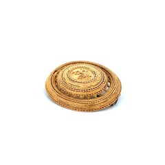 Vintage Victorian Etruscan Revival Gold Granulation Brooch Pin Fine Estate