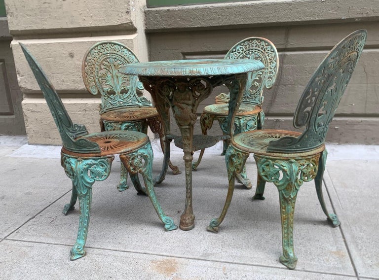 Vintage Victorian FivePiece Cast Iron Outdoor Patio Set at 1stDibs