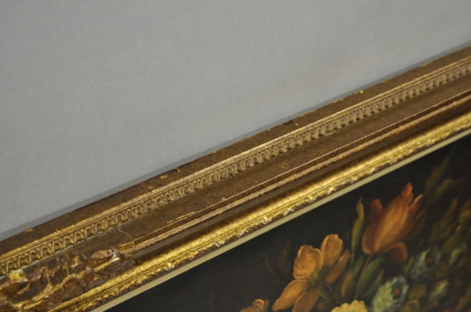 Vintage Victorian Blumenstrauß Stillleben Gemälde Öl auf Leinwand Signiert Romen im Angebot 5
