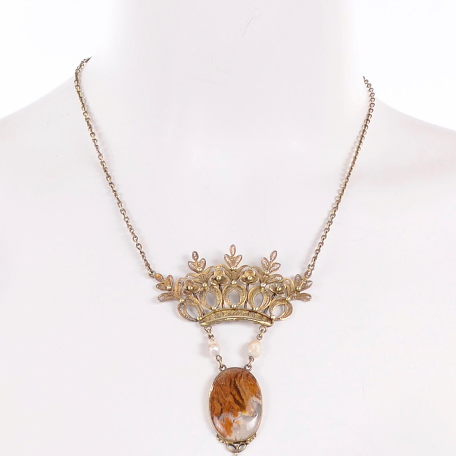 This vintage Victorian necklace came from an estate we acquired that included a collection of Victorian, Edwardian and Art Nouveau jewelry.  This remarkable necklace is very unique, with a 2.5