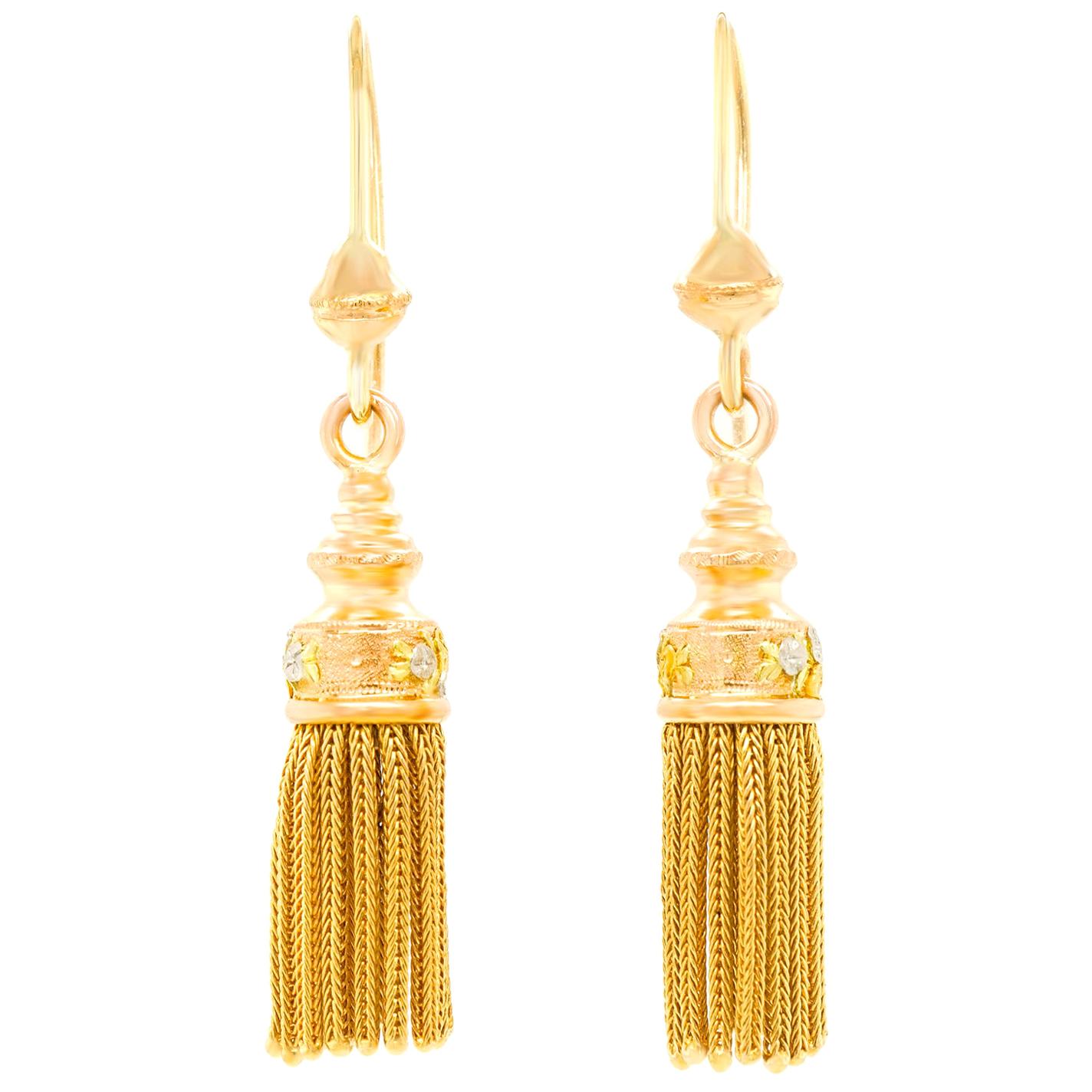 Vintage Victorian Gold Tassel Earrings