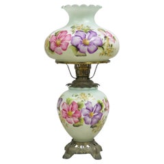 Vintage Victorian Gone With The Wind Hand Painted Parlor Hurricane Table Lamp