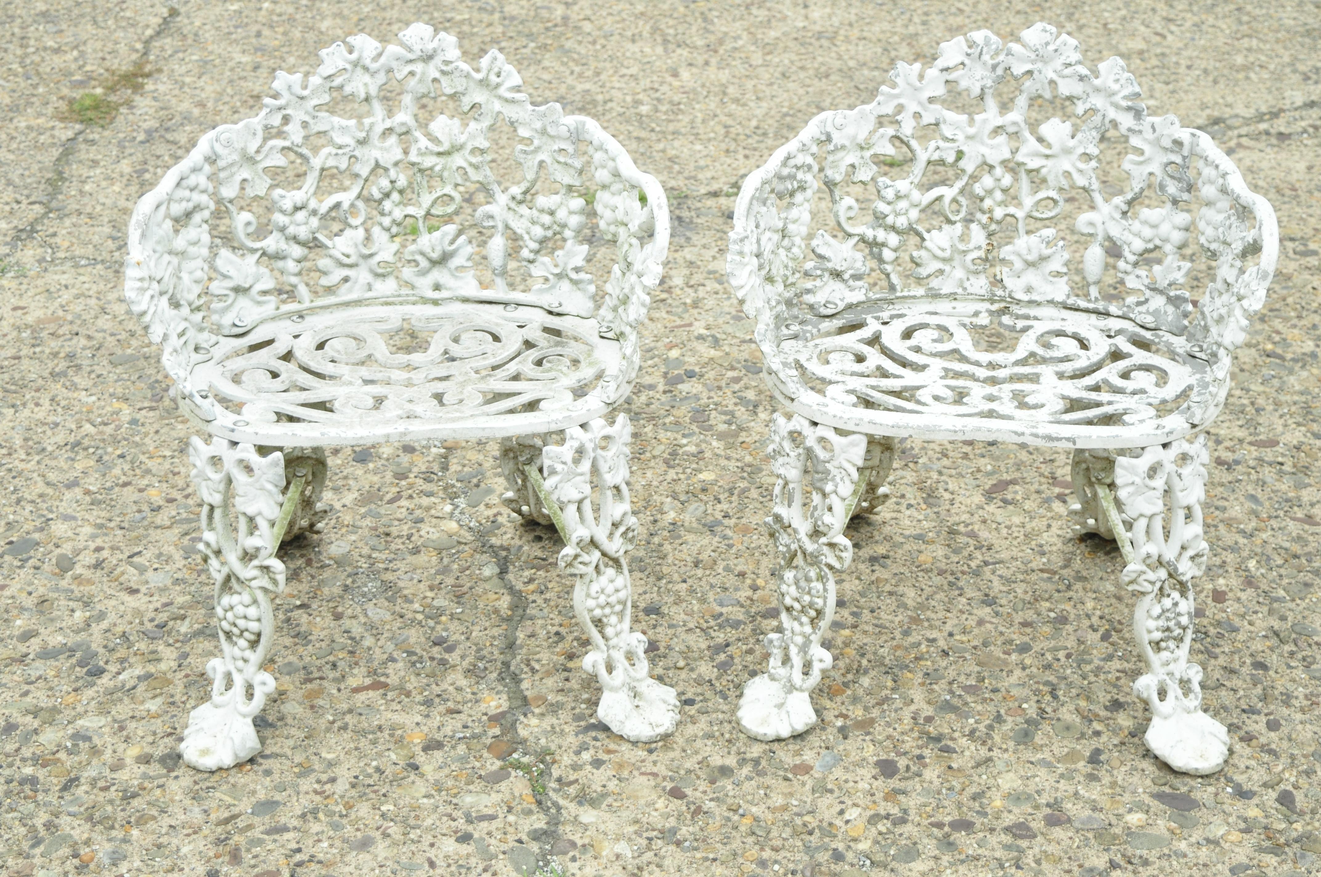 Vintage Victorian Grapevine Cast Aluminum Garden Patio Set Table Chair, 4pc Set 1