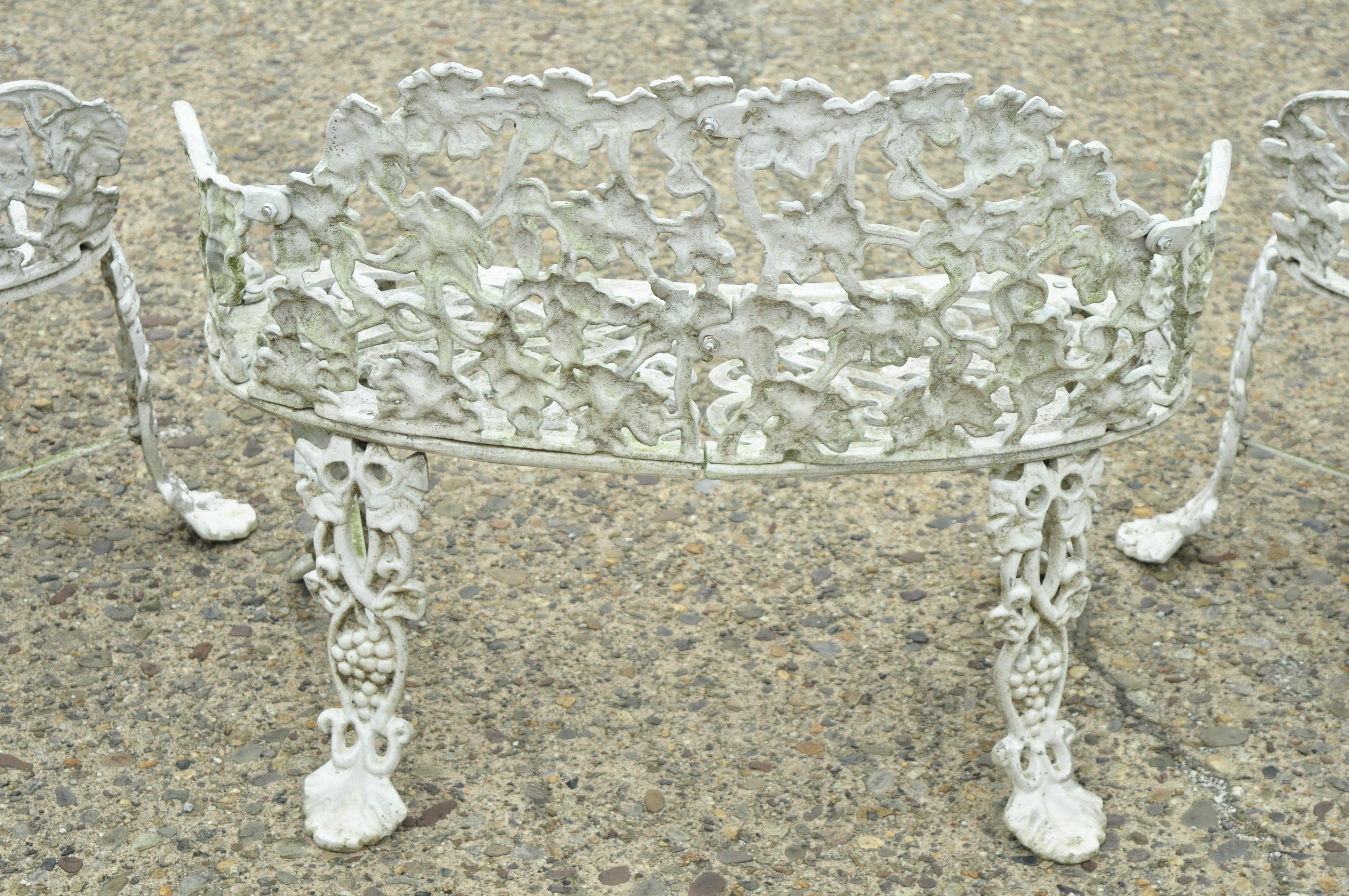 Vintage Victorian Grapevine Cast Aluminum Garden Patio Set Table Chair, 4pc Set 3