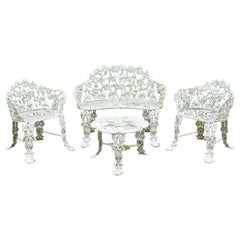 Vintage Victorian Grapevine Cast Aluminum Garden Patio Set Table Chair, 4pc Set