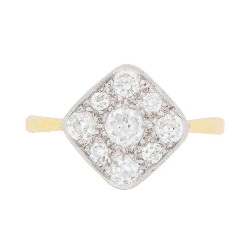 Vintage Victorian Inspired Diamond Cluster Ring, circa 1950s
