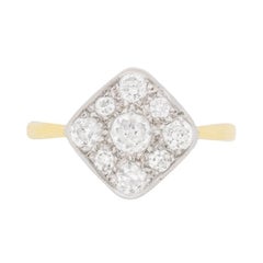 Retro Victorian Inspired Diamond Cluster Ring, circa 1950s